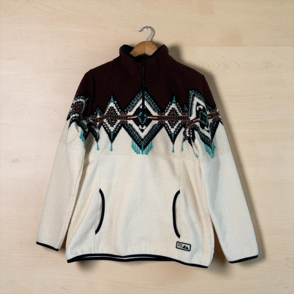 Powder River Outfitters Men's Berber Pullover Aztec Sweater 1/4 Zip Size L